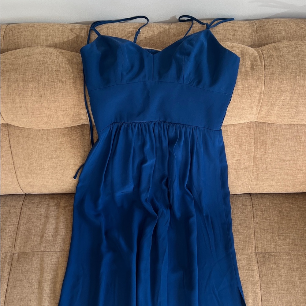 Amanda Uprichard Navy Maxi Dress - 100 % Silk